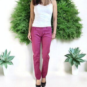 Jawbreaker Y2K Low Rise 5-Pocket Burgundy Stretchy Denim Slim Fit Skinny Jeans